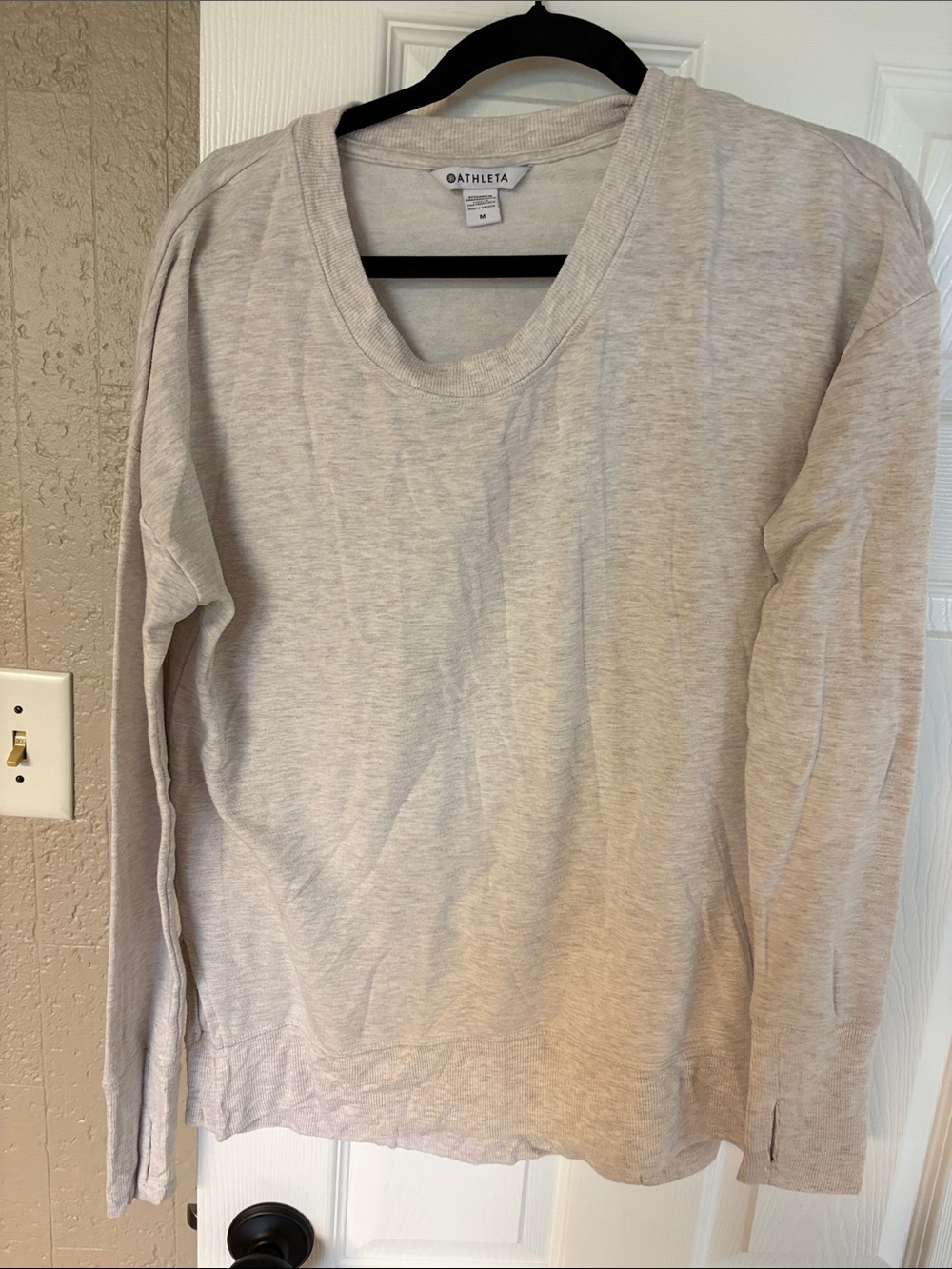 Athleta Women's Scoopneck Long Sleeve Sweater - Oatmeal Heather